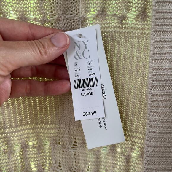 New York & Company Women's Longline Open Cardigan Sweater Beige Size L. NEW - Picture 5 of 8